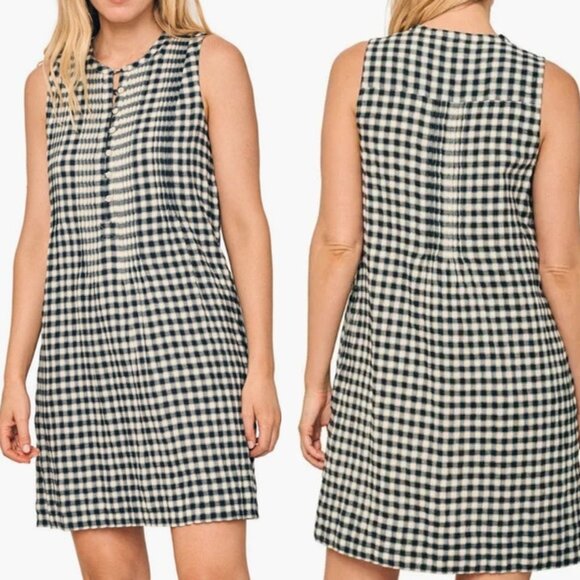 Faherty Black and White Isha Moonlit Gingham Mini Dress Size Medium 41232 - Picture 1 of 13